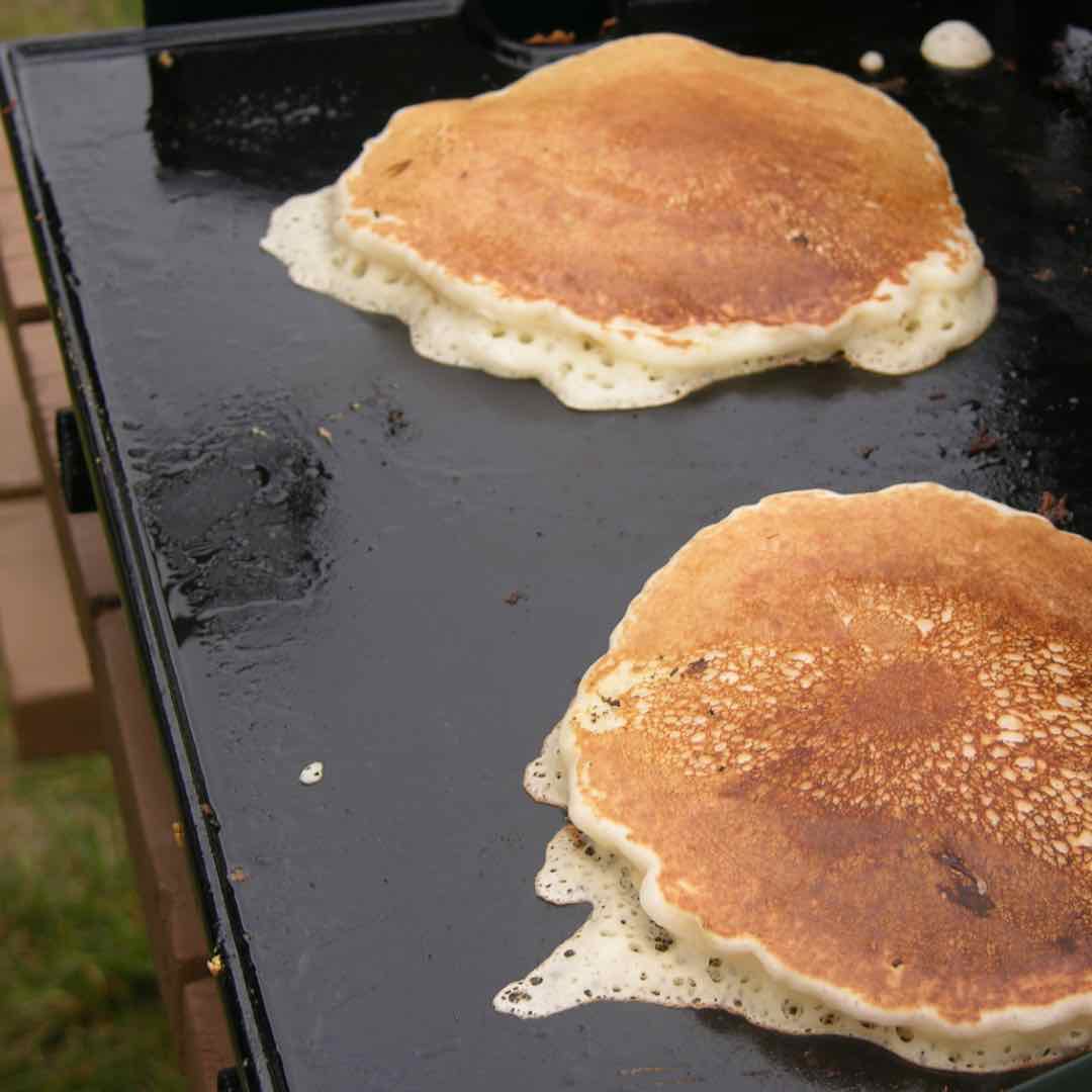 pancakes on the griddle