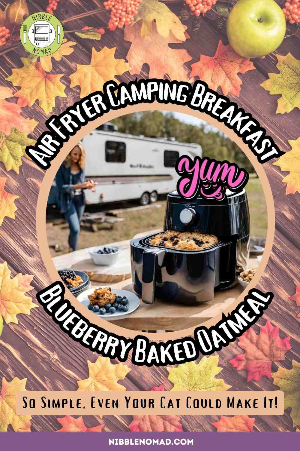 air fryer camping blueberry baked oatmeal